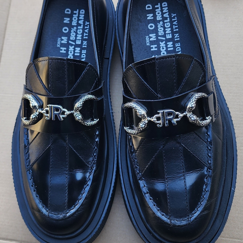 John Richmond Black Leather Loafers